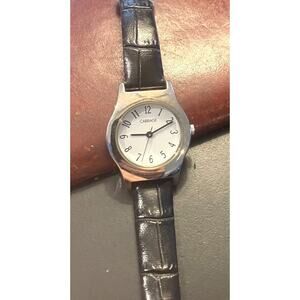 Women's Silver Tone Carriage Watch, Black Band New Battery